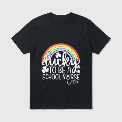 Lucky to Be a School Nurse T-Shirt – Classic T-Shirt in Black