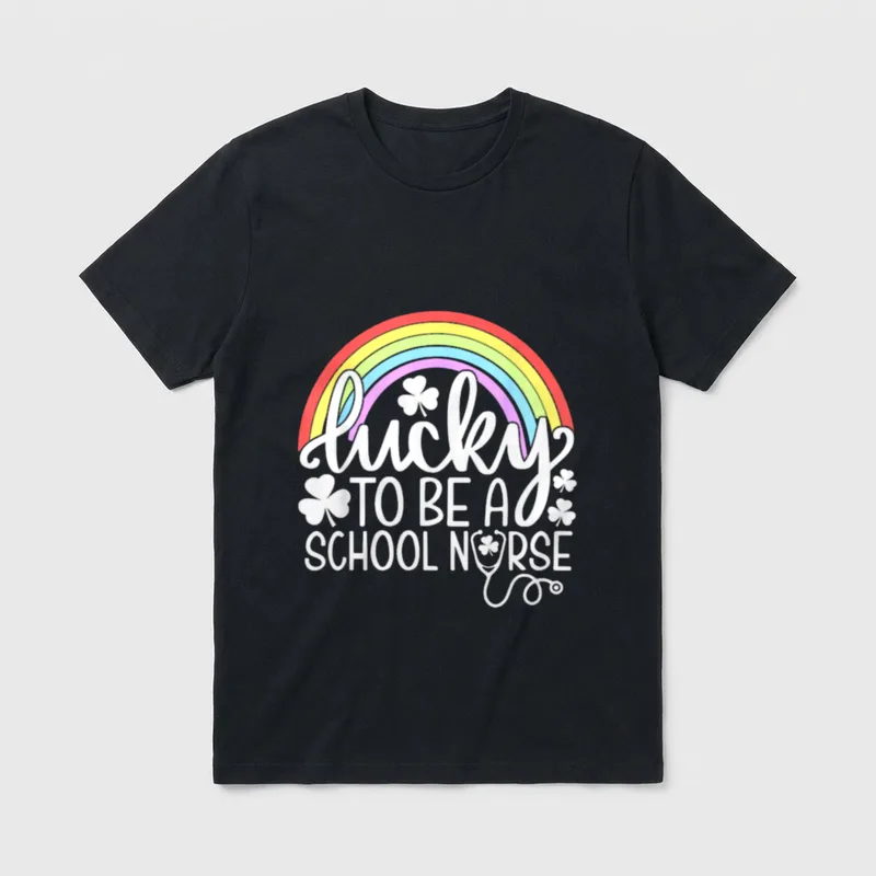 Lucky to Be a School Nurse T-Shirt – Classic T-Shirt in Black