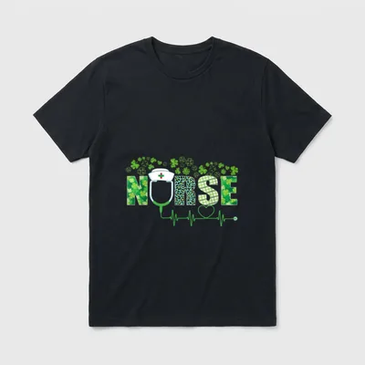 St Day Nurse Irish Shamrock Stethoscope T-Shirt – Classic T-Shirt in Black
