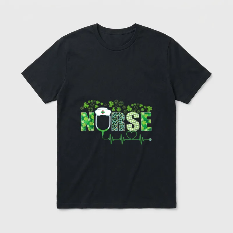 St Day Nurse Irish Shamrock Stethoscope T-Shirt – Classic T-Shirt in Black