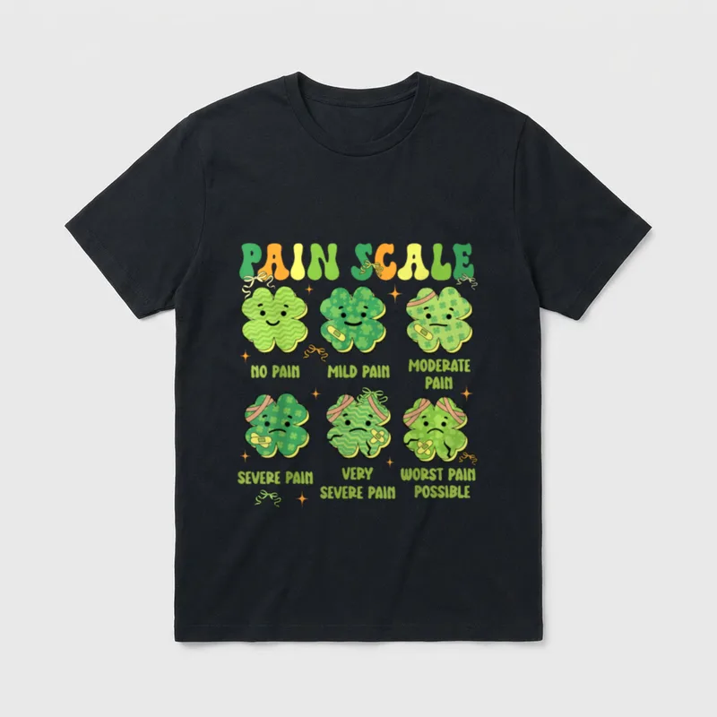 Pain Scale Shamrock Nurse St Patrick's T-Shirt – Classic T-Shirt in Black