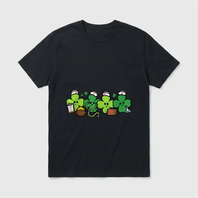 St Day Shamrock Nurses Saint Grab T-Shirt – Classic T-Shirt in Black