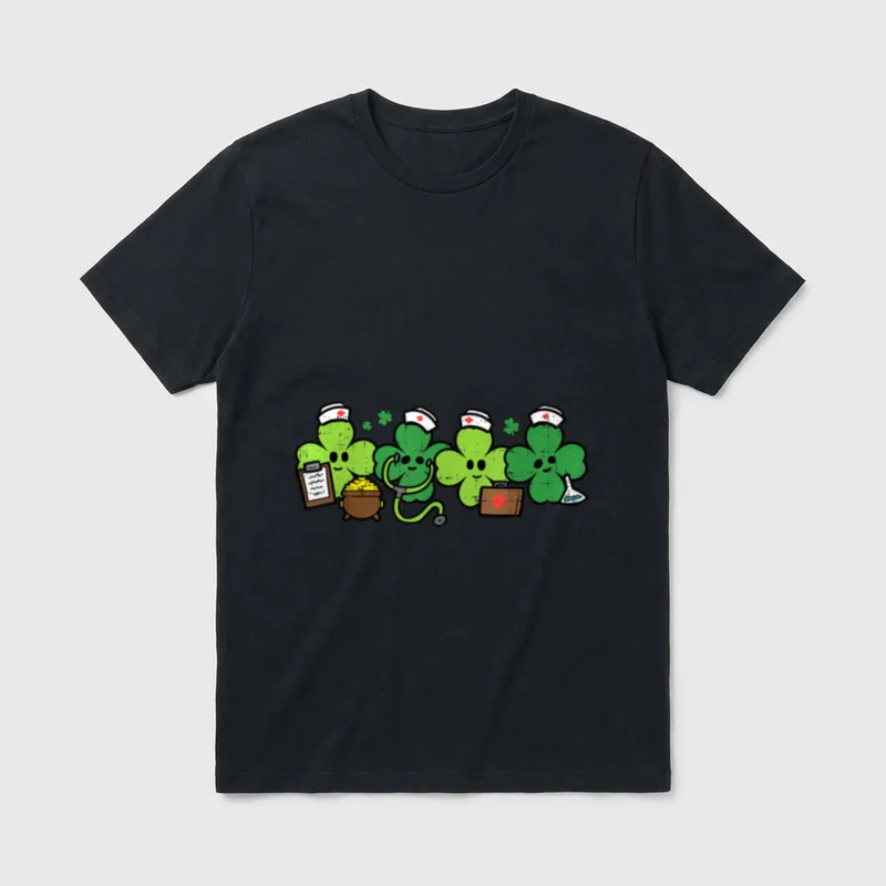 St Day Shamrock Nurses Saint Grab T-Shirt – Classic T-Shirt in Black