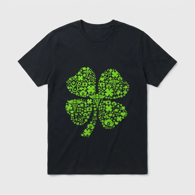 Irish Nurse Shamrock Stethoscope St Let T-Shirt – Classic T-Shirt in Black
