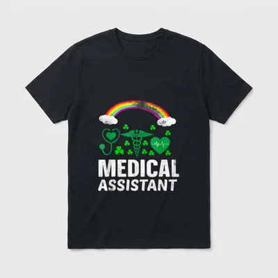 Irish Nurse St Day Love Medical T-Shirt – Distressed white lettering reading MEDICAL ASSISTANT – Classic T-Shirt in Black