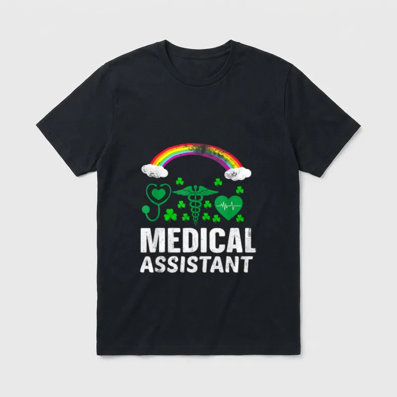 Irish Nurse St Day Love Medical T-Shirt – Distressed white lettering reading MEDICAL ASSISTANT – Classic T-Shirt in Black