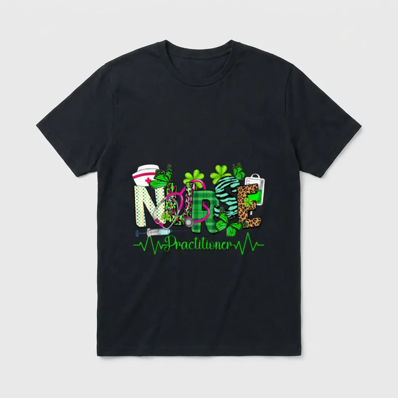 St Day Nurse Practitioner Shamrock T-Shirt – Classic T-Shirt in Black