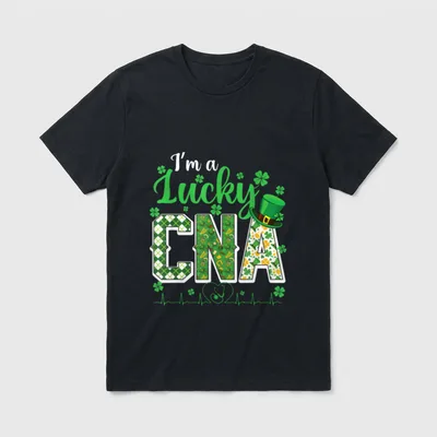 I'm a Lucky CNA Nurse Shamrock T-Shirt – Classic T-Shirt in Black
