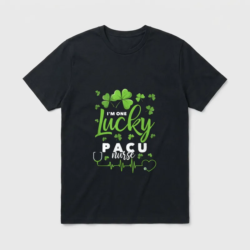 I'm One Lucky PACU Nurse Shamrock T-Shirt – Classic T-Shirt in Black