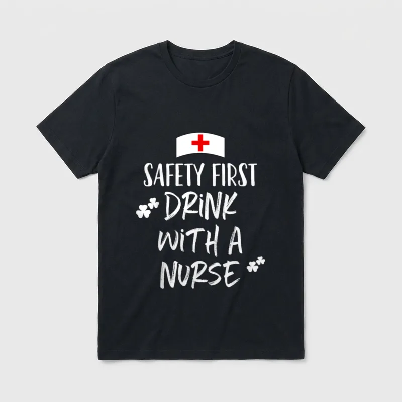 Safety First Drink with a St T-Shirt – Classic T-Shirt in Black