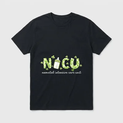 Shamrock NICU Nurse Happy St Patrick's T-Shirt – Classic T-Shirt in Black