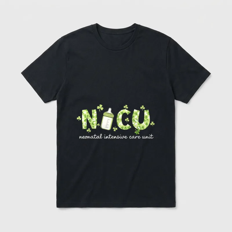 Shamrock NICU Nurse Happy St Patrick's T-Shirt – Classic T-Shirt in Black
