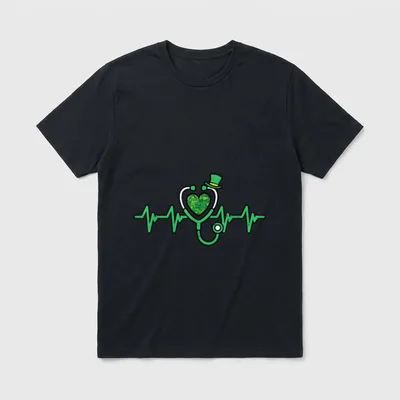 St Day Nurse Heartbeat Saint Grab T-Shirt – Classic T-Shirt in Black