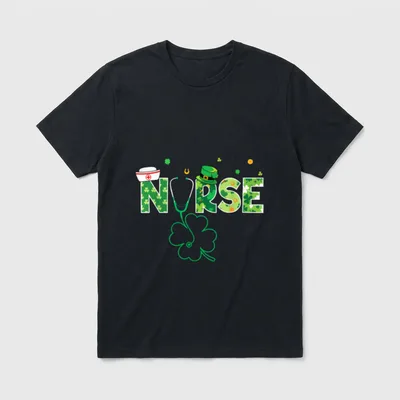 Nurse St Patrick's Day Lucky Shamrock T-Shirt – Classic T-Shirt in Black