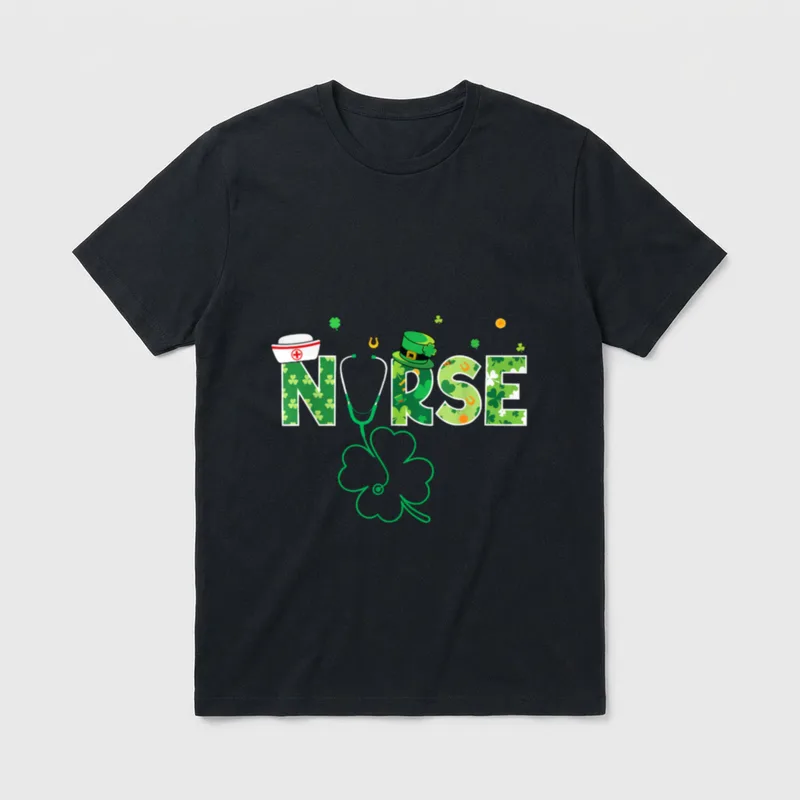 Nurse St Patrick's Day Lucky Shamrock T-Shirt – Classic T-Shirt in Black