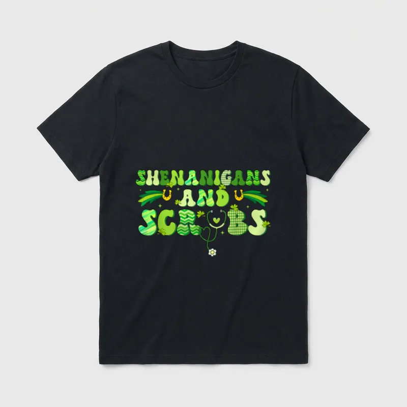 Saint Patrick's Day Shenanigans Scrubs Green T-Shirt – Classic T-Shirt in Black