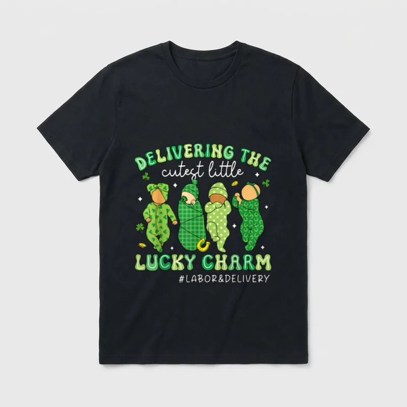 Cutest Lucky Charms Baby Nurse Day T-Shirt – Classic T-Shirt in Black
