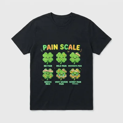 Pain Scale Shamrock Nurse St Day T-Shirt – Classic T-Shirt in Black
