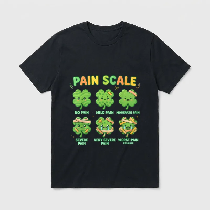 Pain Scale Shamrock Nurse St Day T-Shirt – Classic T-Shirt in Black