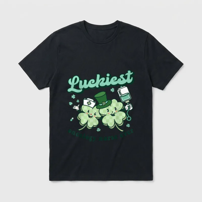 Luckiest Oncology Nurse St Day Hem T-Shirt – Classic T-Shirt in Black