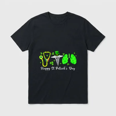 Lungs Respiratory Nurse Therapist Happy St T-Shirt – Classic T-Shirt in Black
