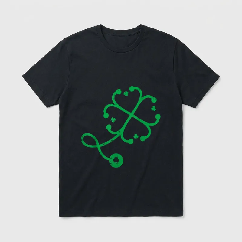 Shamrock Stethoscope Clover St Day Nurse T-Shirt – Classic T-Shirt in Black