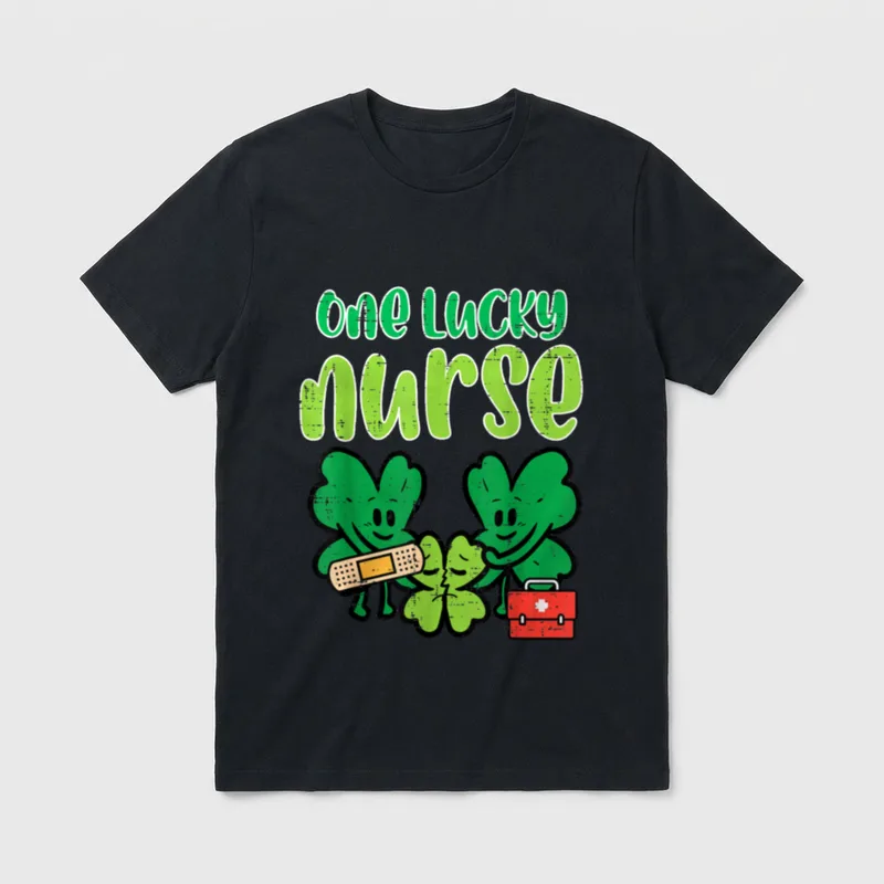 St Day One Lucky Nurse Shamrocks T-Shirt – Classic T-Shirt in Black