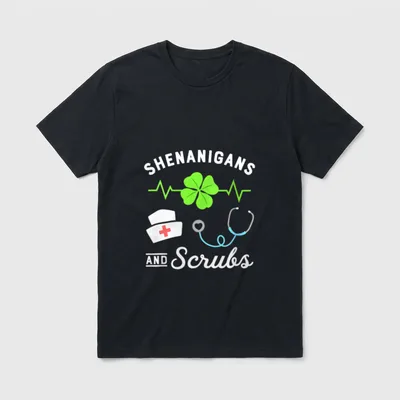 Nurse St Day Shenanigans and Heart T-Shirt – Classic T-Shirt in Black