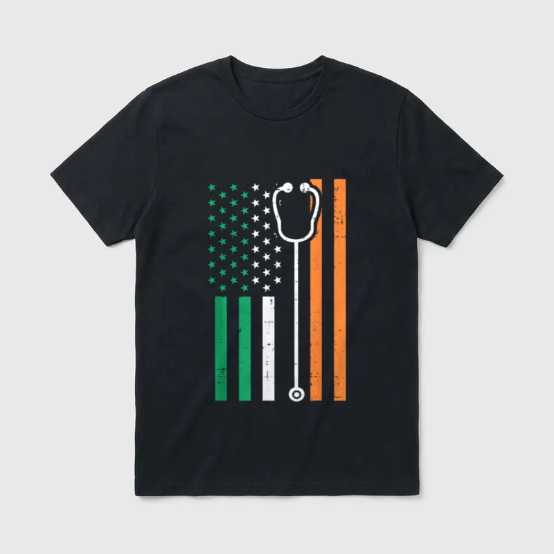 Flag Stethoscope Scrub St Day Nurse T-Shirt – Classic T-Shirt in Black