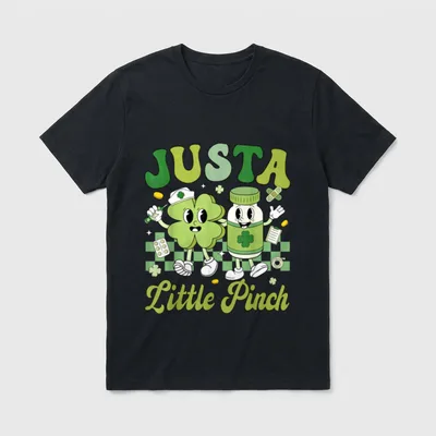 Justa Little Pinch Funny Nurse Shamrock T-Shirt – Classic T-Shirt in Black