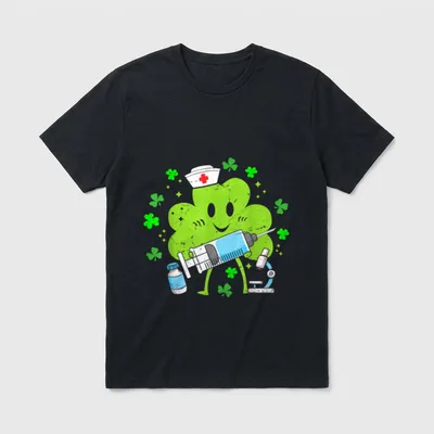 Nurse Shamrock Lucky Nurses St Day T-Shirt – Classic T-Shirt in Black