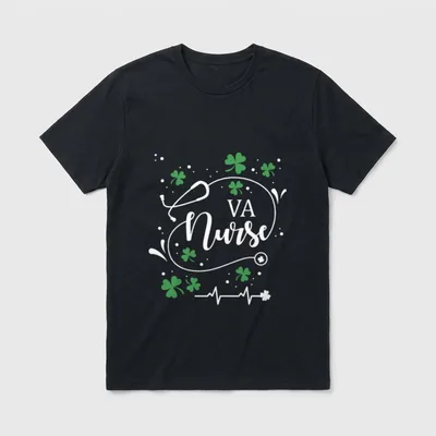 St Patrick VA Nurse Irish Shamrock T-Shirt – Classic T-Shirt in Black