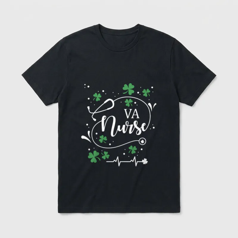 St Patrick VA Nurse Irish Shamrock T-Shirt – Classic T-Shirt in Black