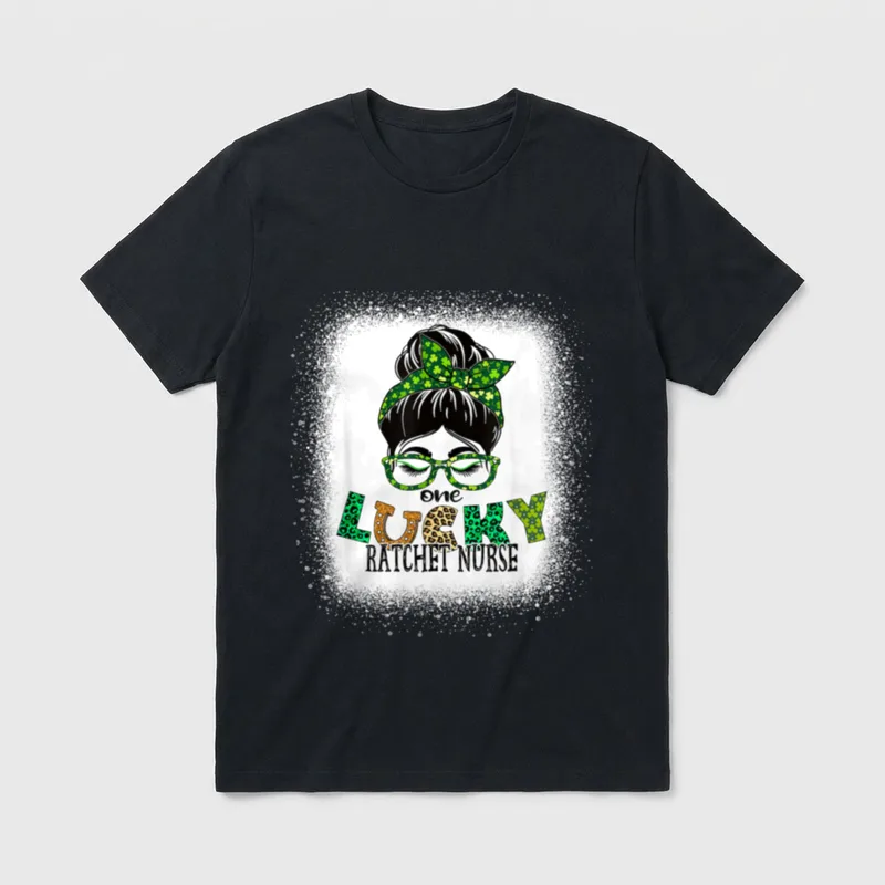 One Lucky Ratchet Nurse Messy Bun T-Shirt – Classic T-Shirt in Black