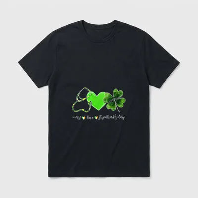 Irish Nurse Stethoscope Scrub St Day T-Shirt – Classic T-Shirt in Black