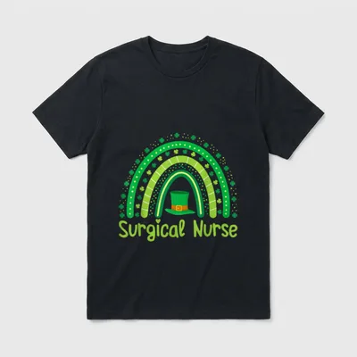 Lucky Irish Shamrock Paddy's Day Surgical T-Shirt – Classic T-Shirt in Black
