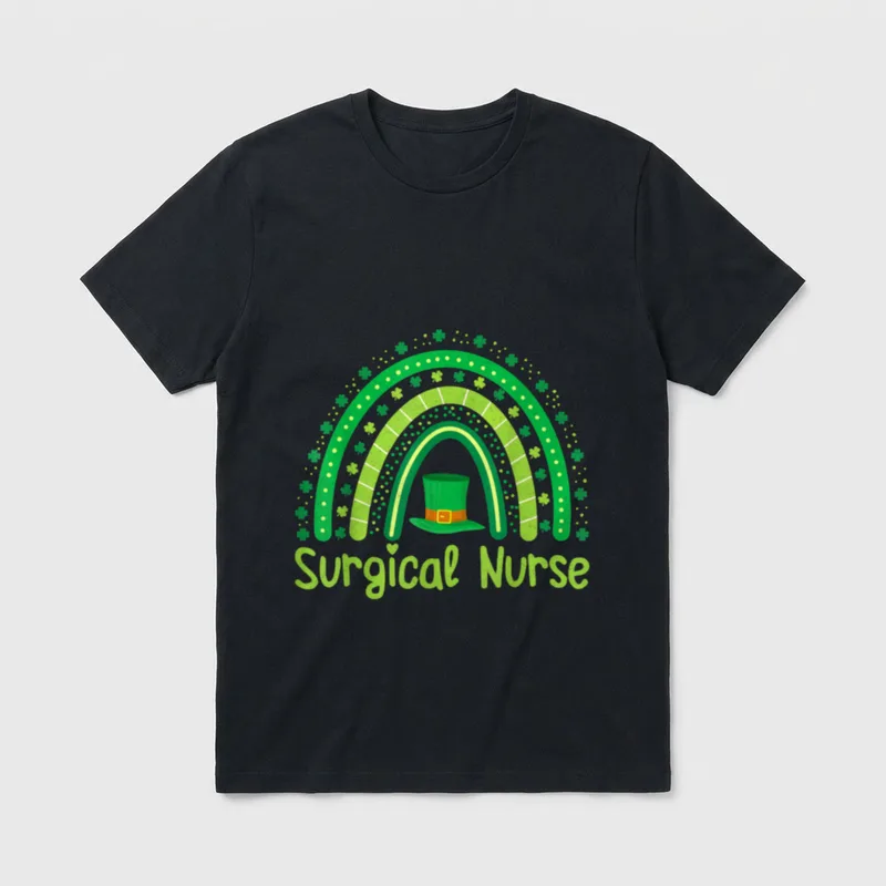 Lucky Irish Shamrock Paddy's Day Surgical T-Shirt – Classic T-Shirt in Black