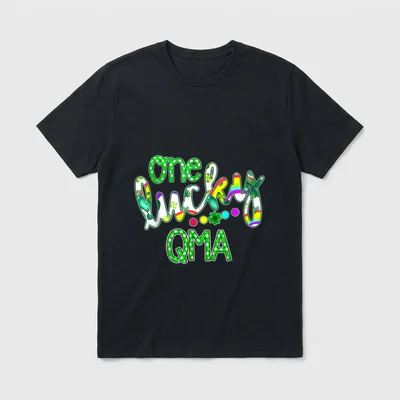 One Lucky QMA St Day Nurse T-Shirt – Printed One Lucky QMA text with rainbow shamrock accents – Classic T-Shirt in Black