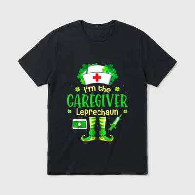 I'm the Caregiver Leprechaun Shamrock St T-Shirt – Classic T-Shirt in Black