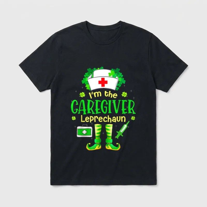 I'm the Caregiver Leprechaun Shamrock St T-Shirt – Classic T-Shirt in Black