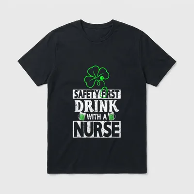 Safety First Drink with a Shenanigan T-Shirt – Classic T-Shirt in Black