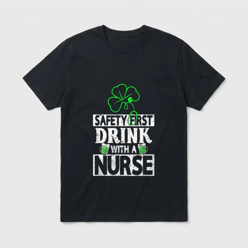Safety First Drink with a Shenanigan T-Shirt – Classic T-Shirt in Black