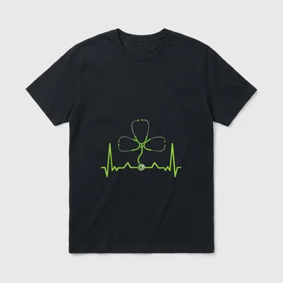Heartbeat Nurse St Patrick's Day Shamrock T-Shirt – Classic T-Shirt in Black