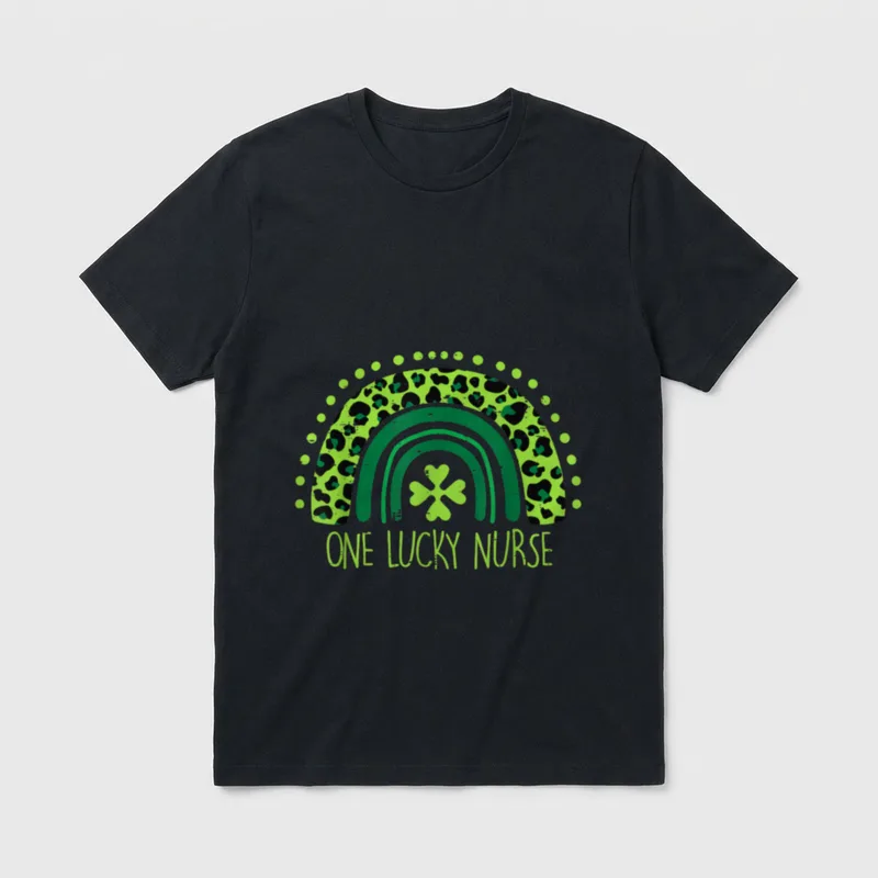 Leopard Rainbow One Lucky Nurse Scrub T-Shirt – Classic T-Shirt in Black