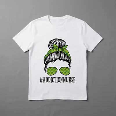 Addiction Nurse Messy Bun St Patrick's T-Shirt – Classic T-Shirt in Black