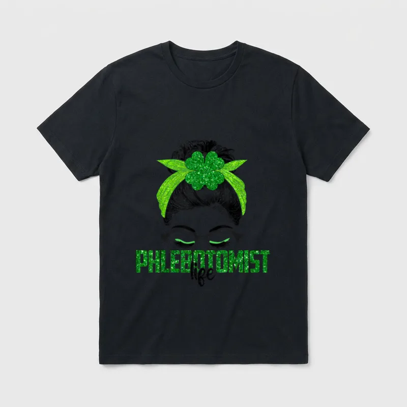Phlebotomist St Day Irish Shamrock Nurse T-Shirt – Classic T-Shirt in Black