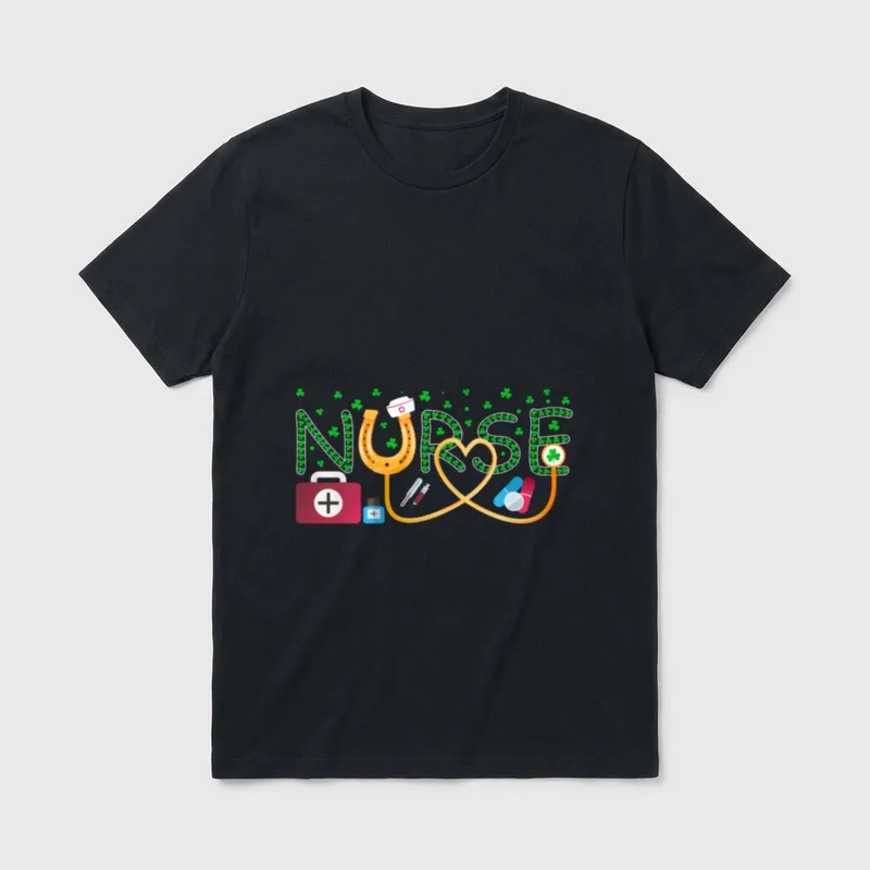 Irish Shamrock Nurse St Patrick's Day T-Shirt – Classic T-Shirt in Black