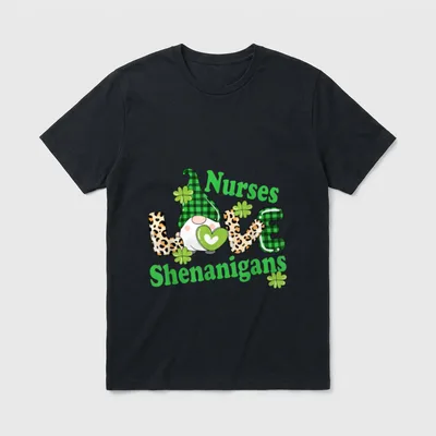 Nurses LOVE Shenanigans St Day Irish T-Shirt – Classic T-Shirt in Black