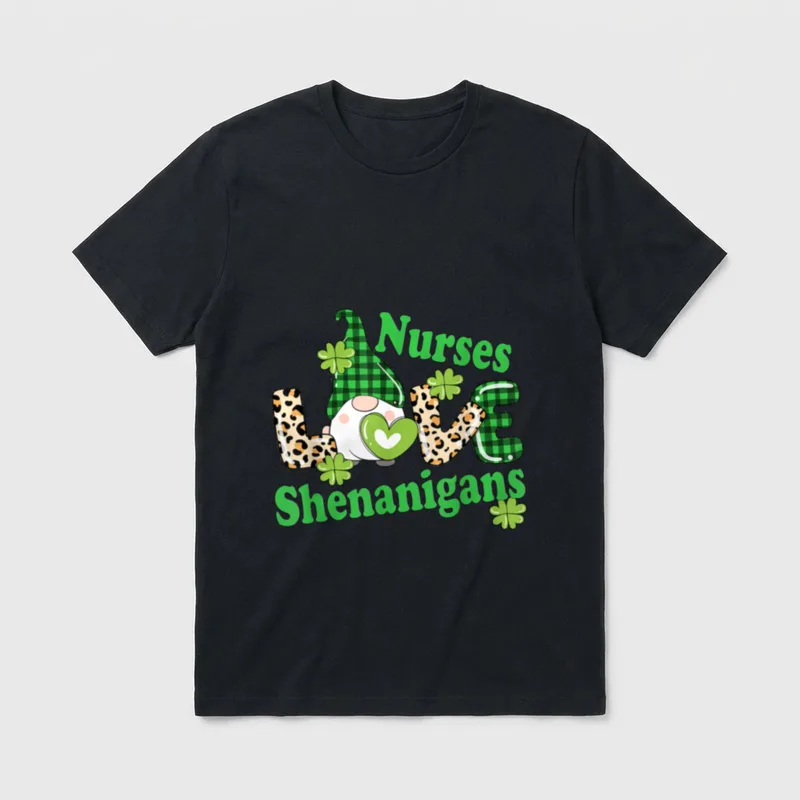 Nurses LOVE Shenanigans St Day Irish T-Shirt – Classic T-Shirt in Black