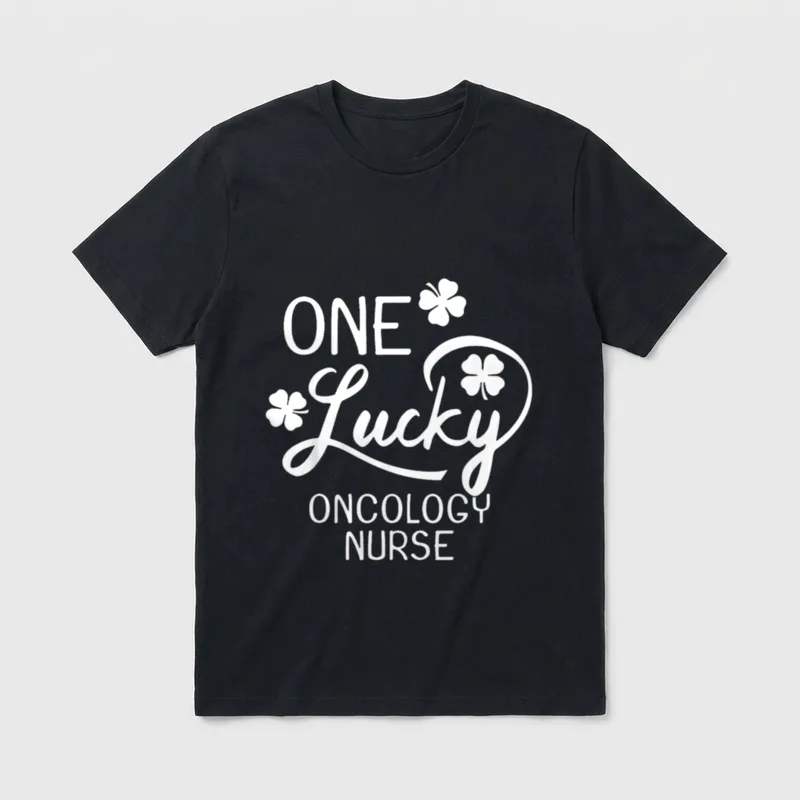 One Lucky Oncology Nurse St Patrick's T-Shirt – ONE Lucky ONCOLOGY NURSE with clover graphics – Classic T-Shirt in Black
